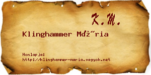Klinghammer Mária névjegykártya